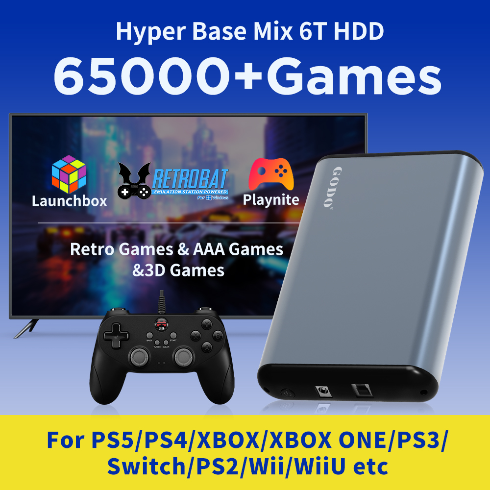 Retro Gaming Ps3 - JMachen 6TB draagbaar gaming-HDD-systeem 3-in-1 retro-gameconsole