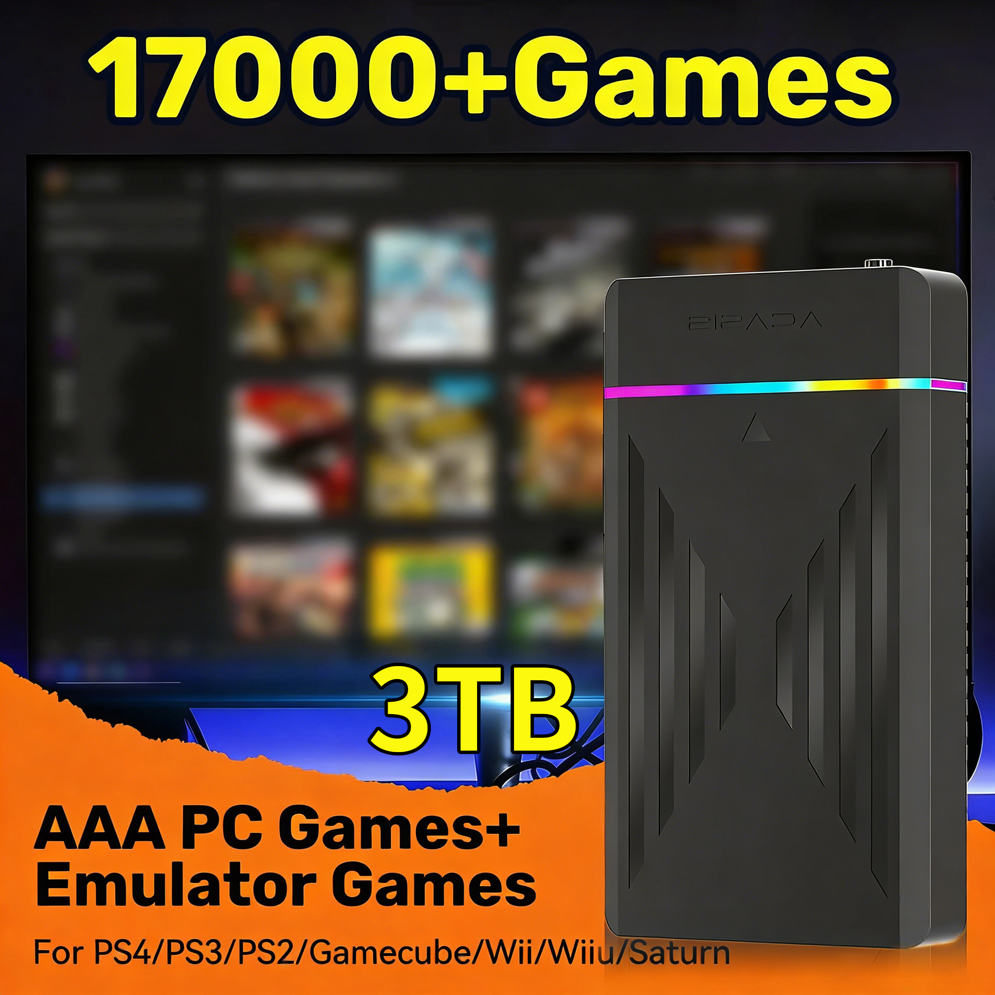 Retro Gaming Ps3 - Draagbare 3TB Gaming HDD Videogameconsole met