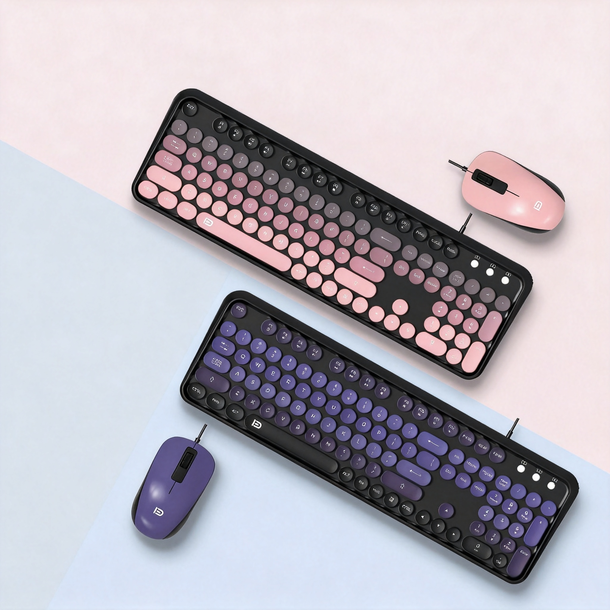 Retro Gaming Mac - Esthetische typewriter-toetsenbord-muisset, schattige retro ronde toetsen,