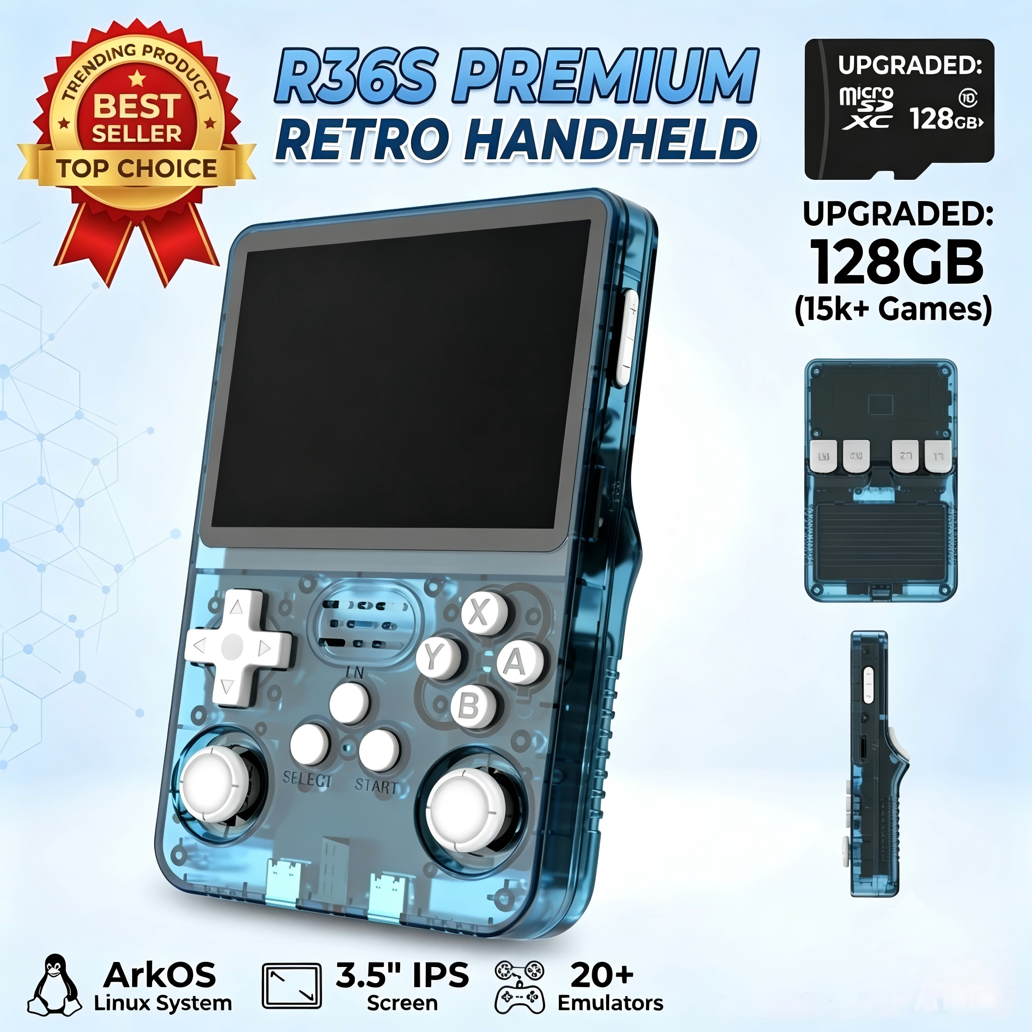 Retro Gaming R36S - R36S Retro Handheld Gameconsole, 3,5 inch