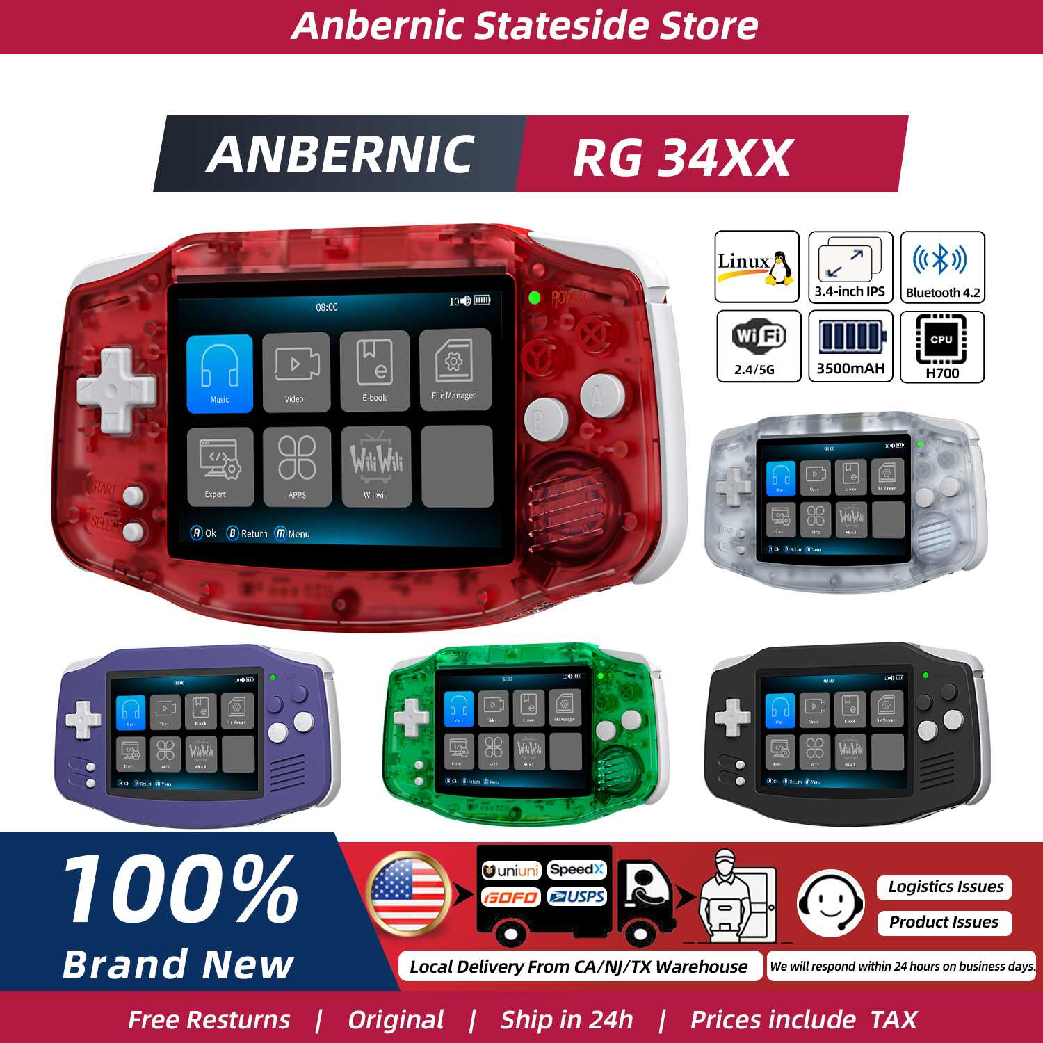 Retro Gaming Design - ANBERNIC RG34XX Retro Handheld Game Console