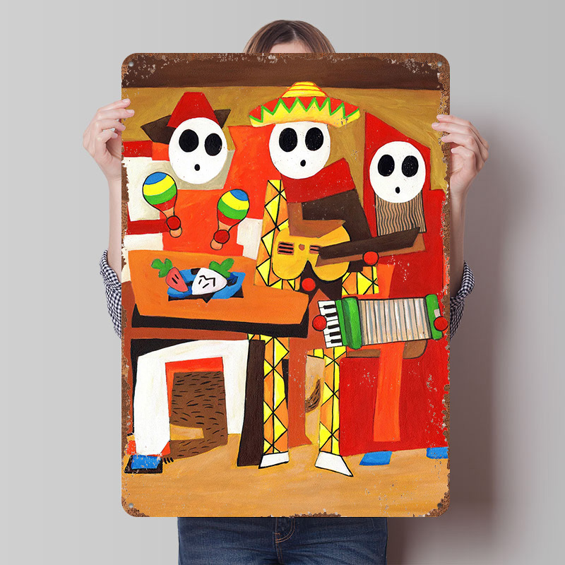 Retro Gaming Guy - Drie Mariachi Guys Tin Plaque Poster
