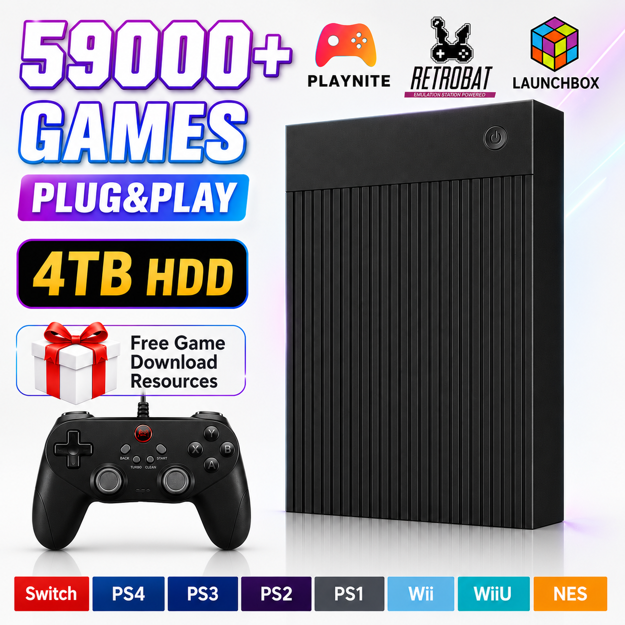Retro Gaming Ps3 - Draagbare 4TB Gaming HDD met 59000+