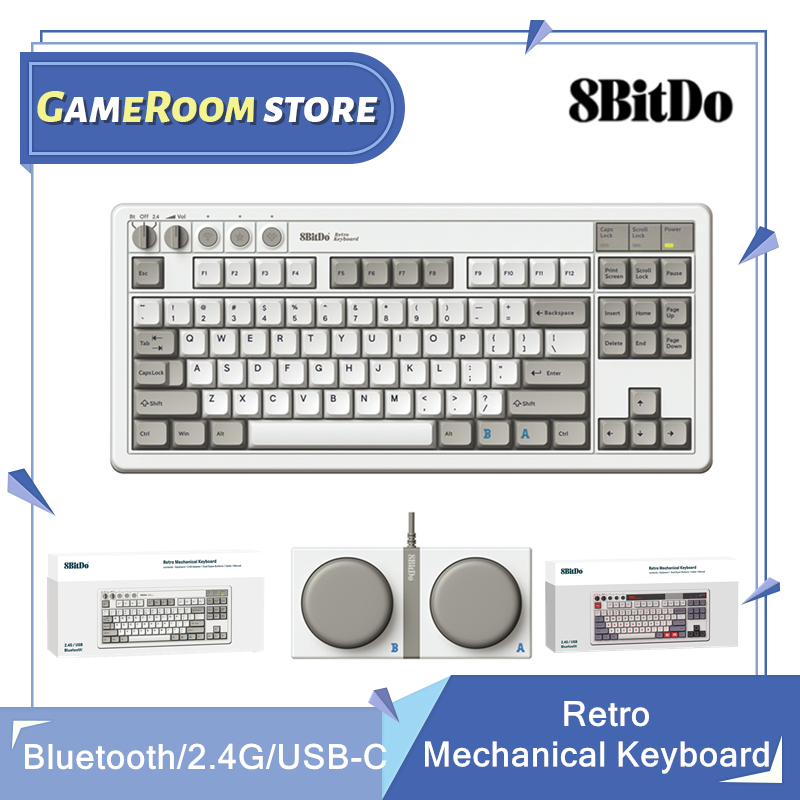 Retro Gaming Windows - 8Bitdo Retro mechanisch toetsenbord, Bluetooth/2.4G/USB-C Hot-swappable