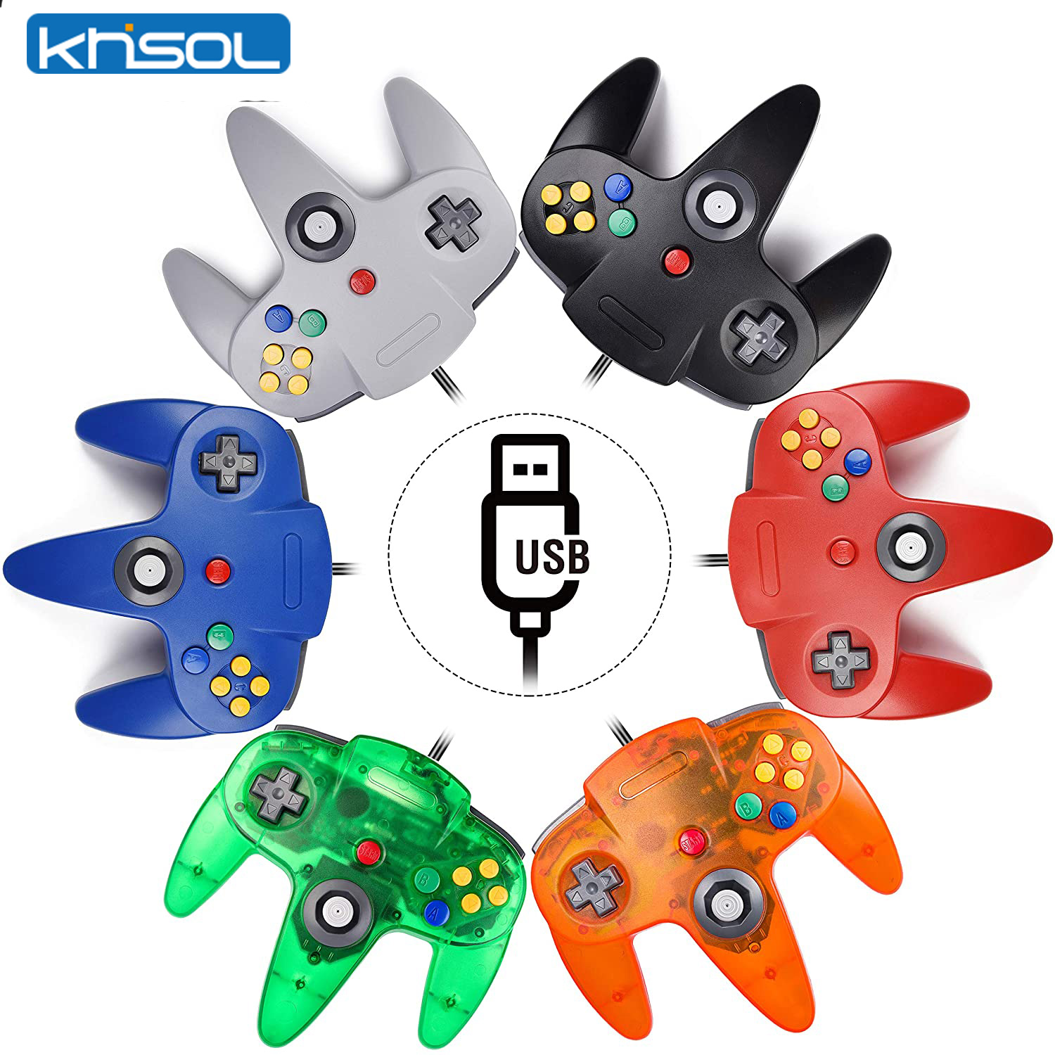 Retro Gaming Mac - N64-controller Klassieke USB-bekabelde afstandsbediening Gamepad Gaming-joystick