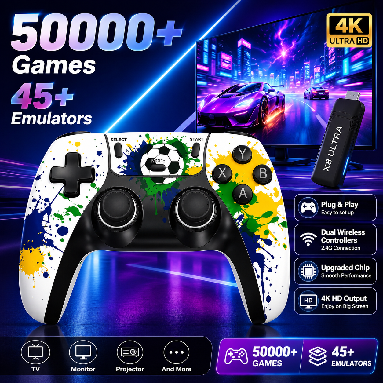 Retro Gaming Design - X8 Ultra Football Custom Game Stick