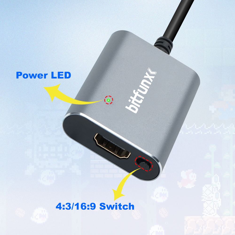 Bitfunx 720P Svideo/AV naar HD - Retro Gaming Design recensie en prijs